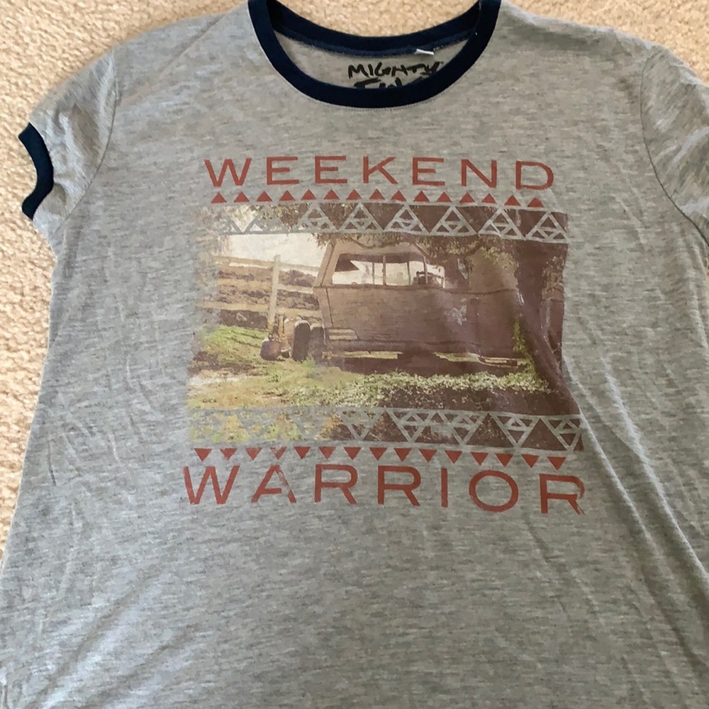 Weekend Warrior Ringer Tee Juniors Large Women Girls